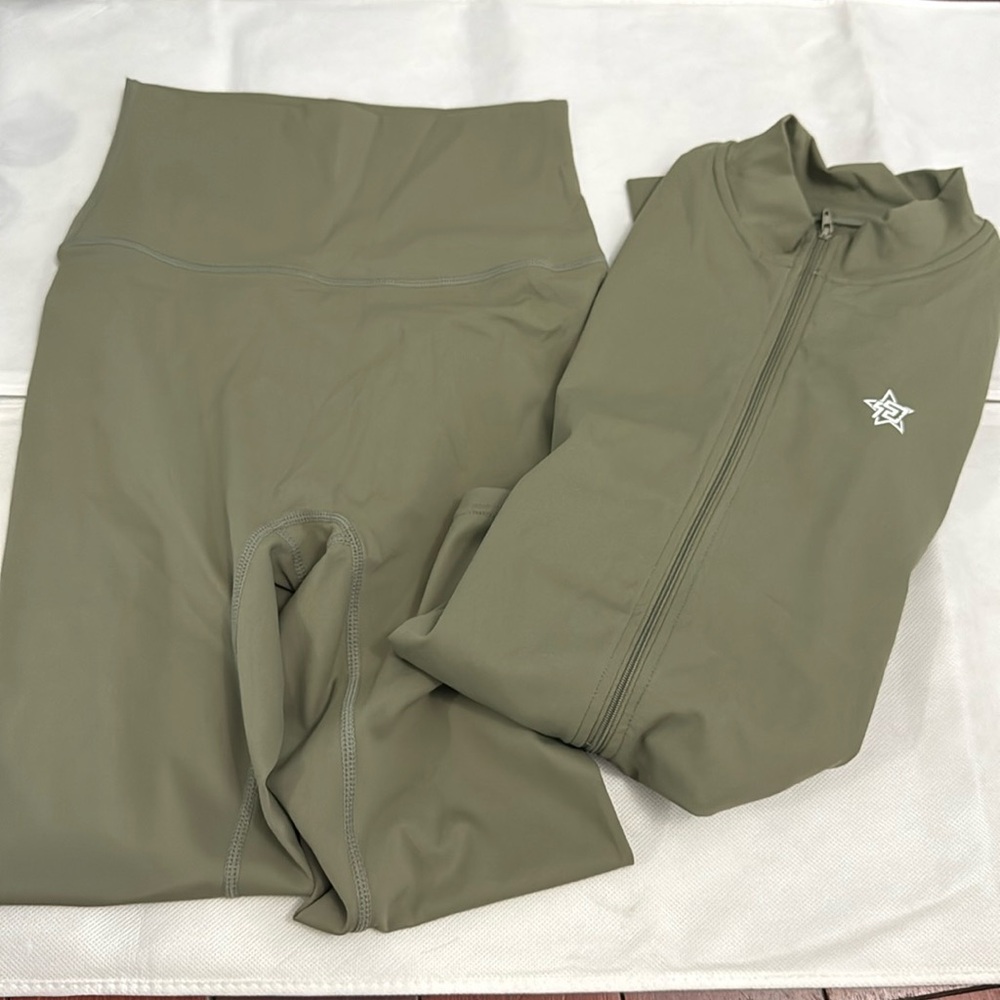 TC Athletics Army Green Butter Soft Fabric Workout Set